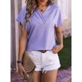 thumbnail image 4 of Womens Summer Top V Neck Short Sleeve Casual Blouse T Shirts Cute Loose Fit Trendy Basics Tees L, 4 of 9