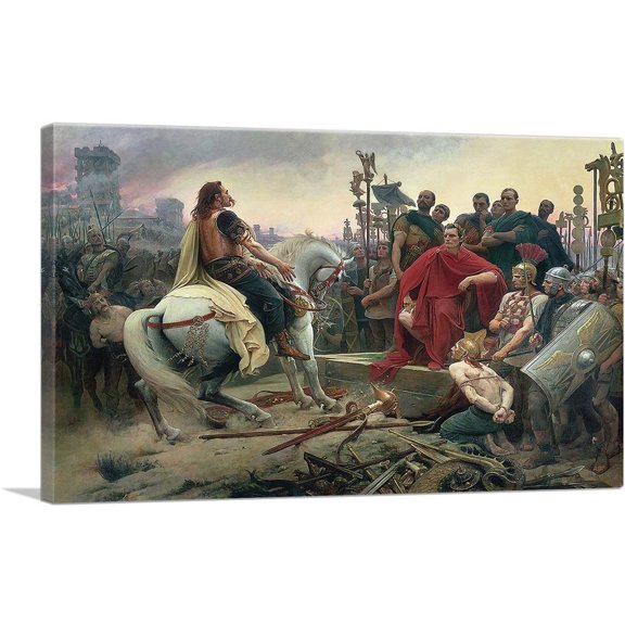 ARTCANVAS Vercingetorix Throws Down His Arms At Feet Of Julius Caesar 1899 Canvas Art Print by Lionel Noel Royer - Size: 12" x 8" (0.75" Deep)