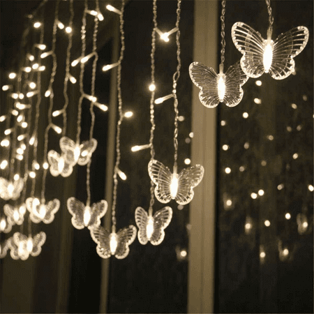Butterfly 96 LED Fairy String Curtain Lights Christmas Party Wedding Decor Lamp