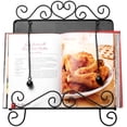 thumbnail image 2 of MyGift Scrollwork Design Black Metal Cookbook, Tablet Holder Stand with Weighted Chains, 2 of 7
