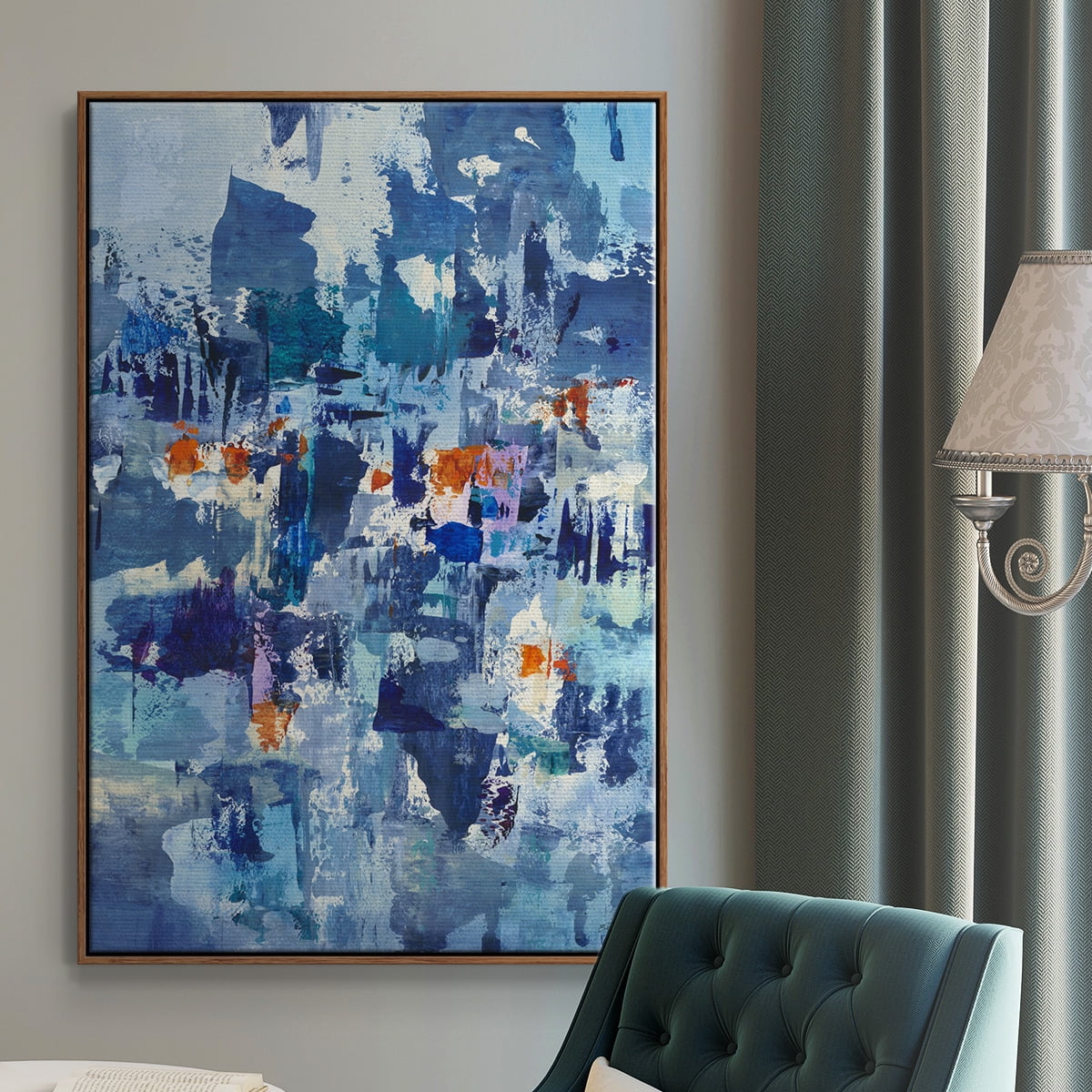 Reticent III Framed Premium Gallery Wrapped Canvas - Ready to Hang - 17 x 25 - Walnut Floating Frame