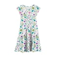 thumbnail image 4 of Tisuna Girls Summer Dress Floral Print Short Sleeve Crew Neck Dresses Fashion Comfortable Little Youth Girls Festival Party Playwear Dress White Size 6-7 Years, 4 of 5