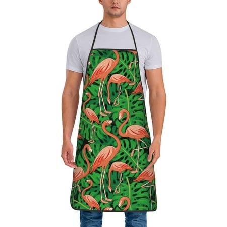 

Tideii Flamingo for Tie-up Apron Unisex Waterproof and Stain-Resistant Bib Apron for Kitchen Garden Painting