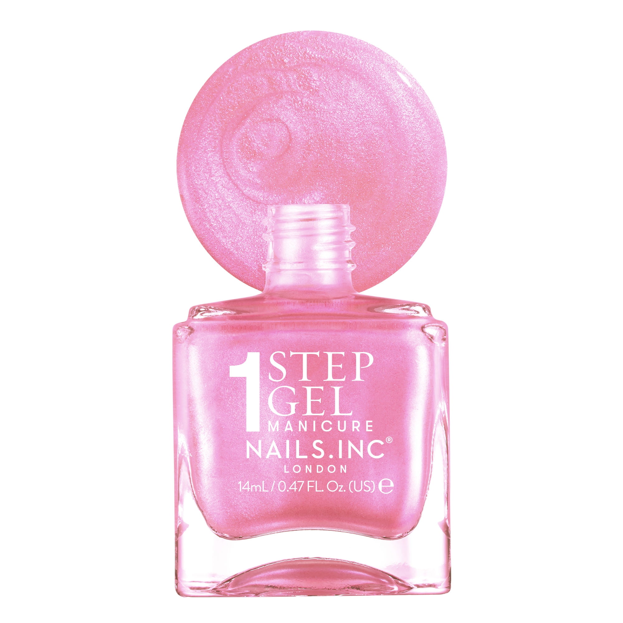 Nails.INC, It's Topless Gel-Like Nail Polish, 4-in-1 Base Coat, Treatment, Color & Top Coat, Addison, Iridescent Pink, 0.47 oz