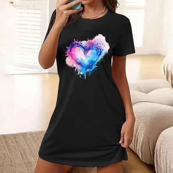 HaoXianJian Women's T-Shirt Nightgown Short Sleeve Sleepshirts Comfy Ladies Casual Cover Ups Nightdress