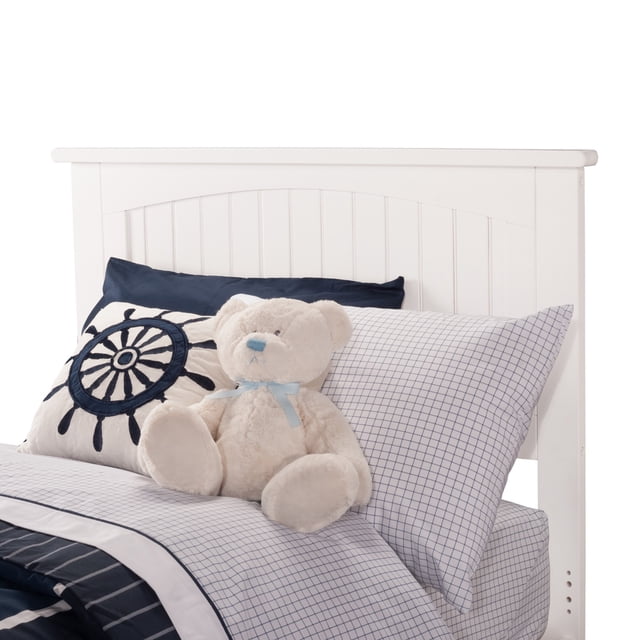 Nantucket Lit Plateforme Simple en Bois Massif, Blanc