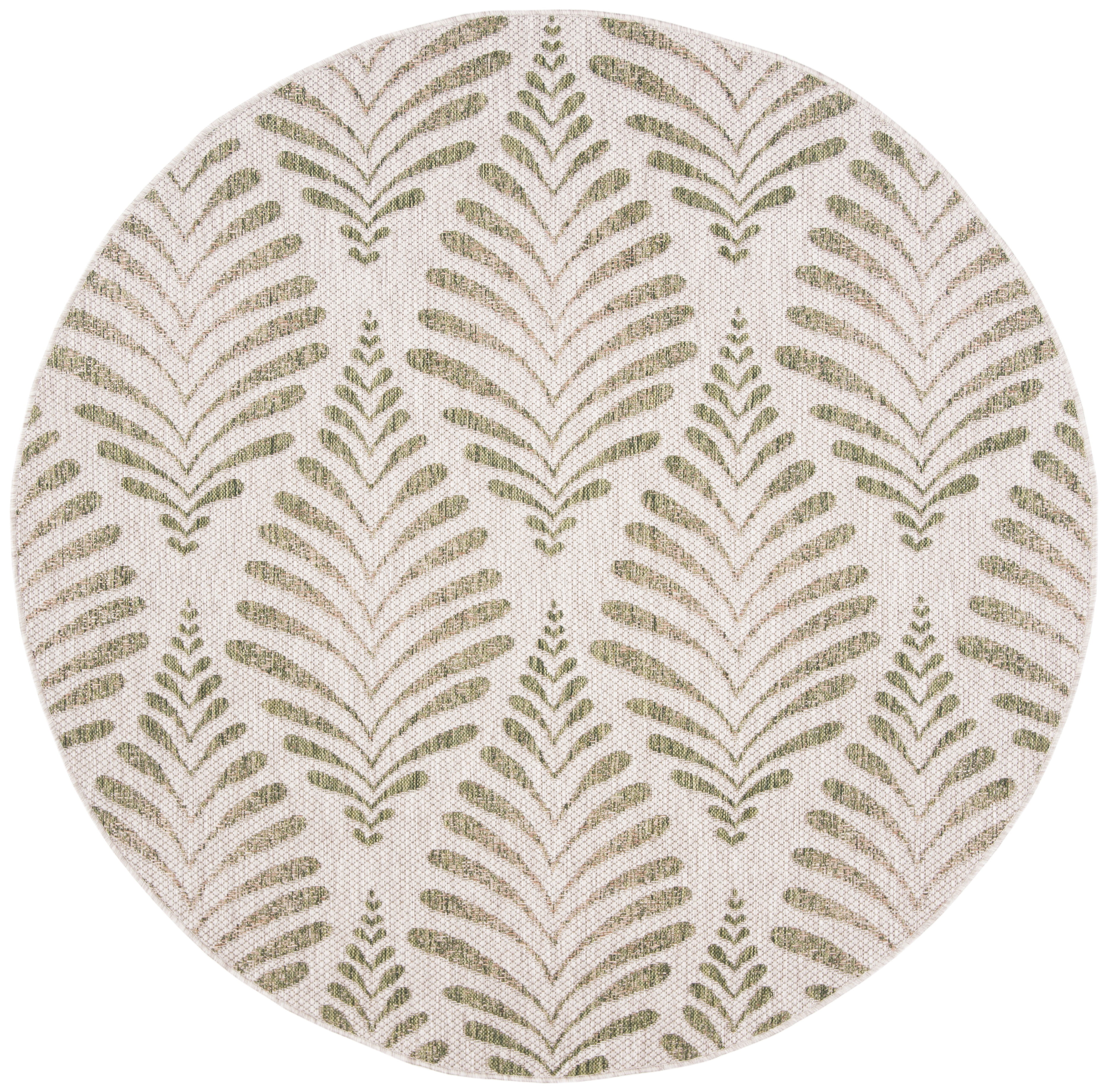 SAFAVIEH Courtyard Asher Geometric Indoor/Outdoor Area Rug, 6'7" x 6'7" Round, Beige/Green