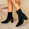 thumbnail image 5 of HAPIMO Women Ankle Boots Pointed Toe Block Heel Rear Zip Stretch Velvet Upper For Dinner Party And Urban Night Out Sessions Black 36, 5 of 9