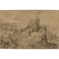 thumbnail image 3 of Matthys Cock 24x17 Black Modern Framed Museum Art Print Titled - Landscape with Castle Above a Harbor (1540), 3 of 5