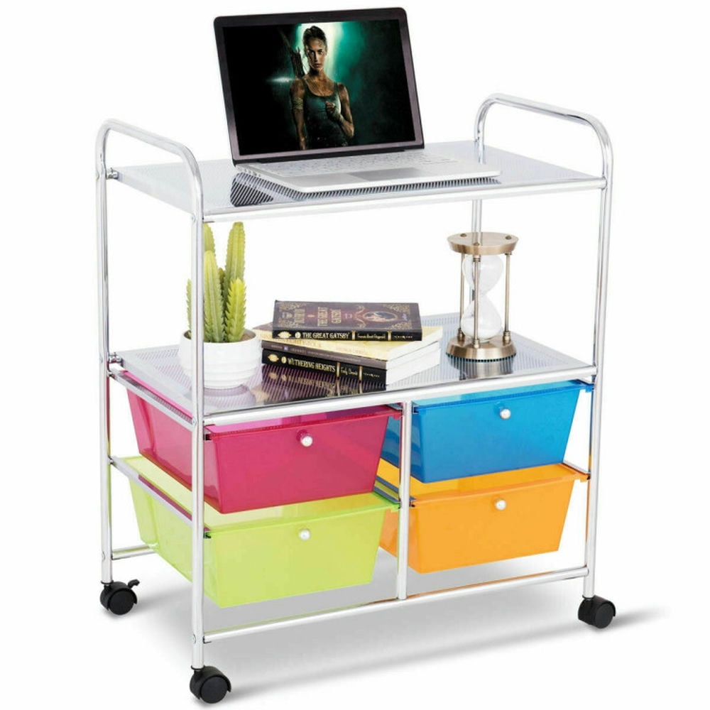 Demi Bonn 4 Drawers Shelves Rolling Storage Cart Rack with 4 Universal Casters, Transparent Multicolor