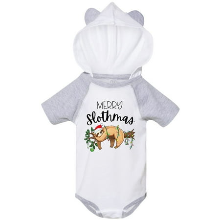 

Inktastic Merry Slothmas Cute Christmas Sloth in Hat with Lights Gift Baby Boy or Baby Girl Bodysuit
