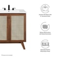 thumbnail image 2 of Pemberly Row 30" Modern Wood Bathroom Vanity with Rattan Door in Walnut/White, 2 of 16