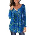 thumbnail image 1 of Ichuanyi liquidación casual de manga larga para mujeres abiertas abiertas cuello redondo flojo túnica plisada camisa blusa blusa ICHUANYI WER202308211201, 1 of 5