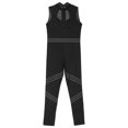 thumbnail image 5 of iiniim Kids Girls Shiny Full Body Unitard Rhinestone One Piece Leotard Sleeveless Gymnastics Dancewear Black 14, 5 of 7