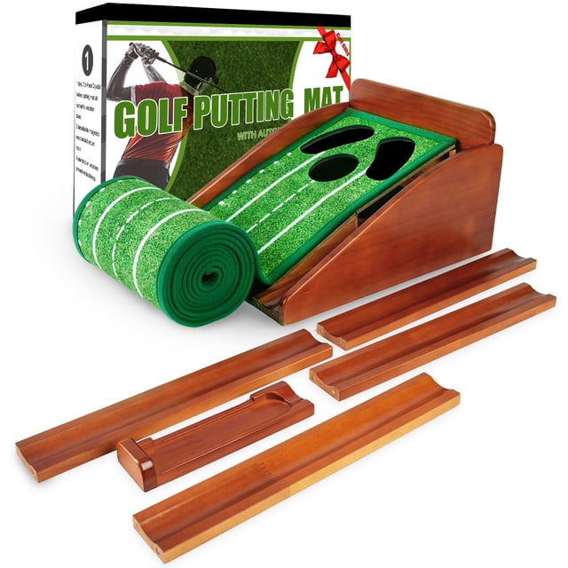 Tapete de putting para golf GOTOSOBAY para interior con retorno automático de la bola