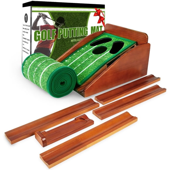 Tapete de putting para golf GOTOSOBAY para interior con retorno automático de la bola