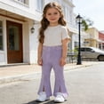 thumbnail image 2 of Toddler Girls Baggy Wide Leg Pants Fashion Flared Pants with Front Slit Autumn Casual Trousers Size 4-5T ,Purple, 2 of 4