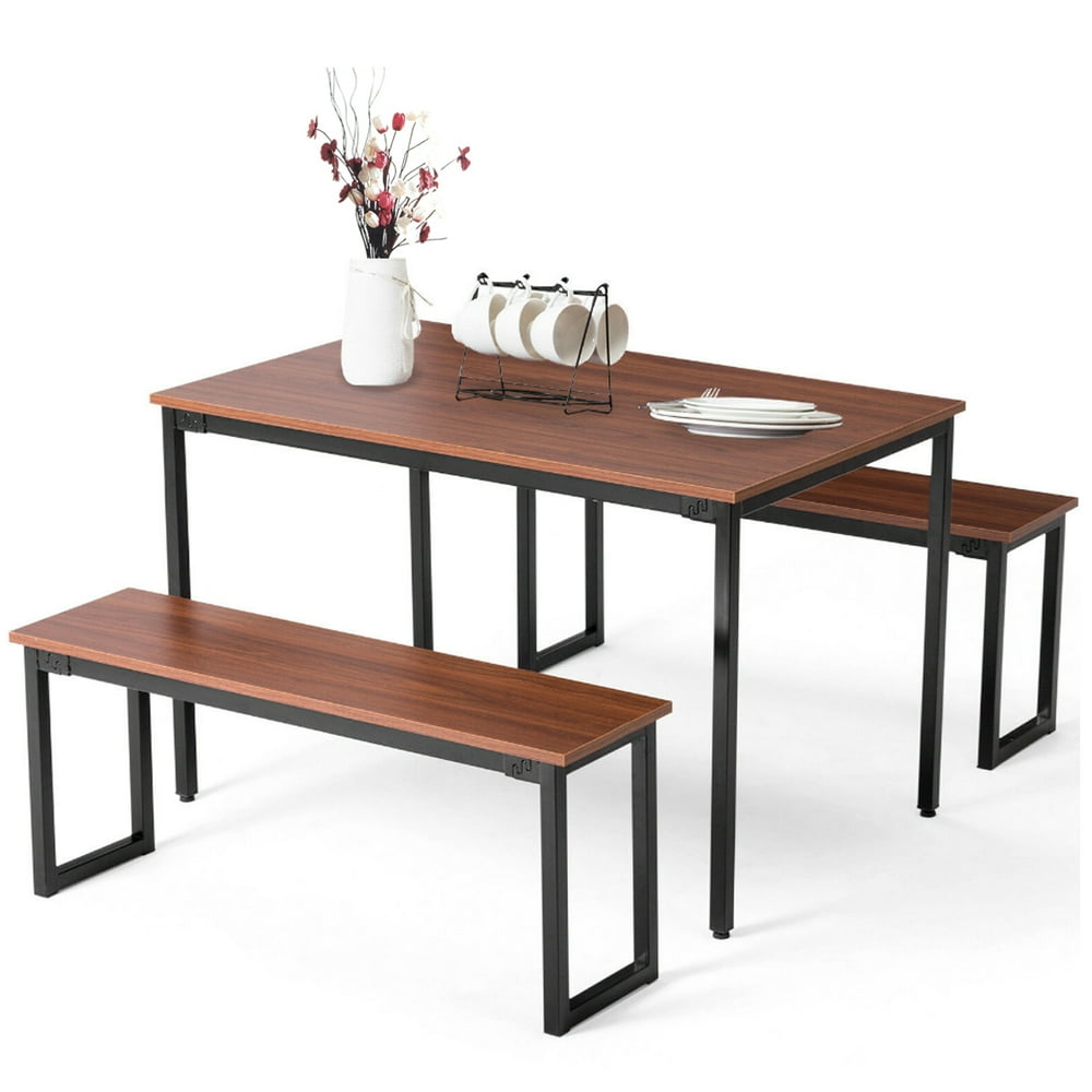 Kitchen Table with Bench, 3 Piece Dining Set with Two Bench, Dining