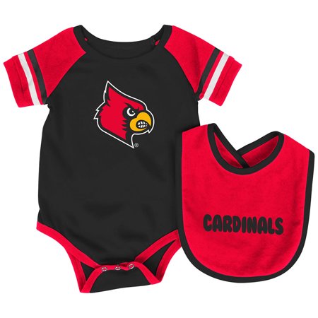 - Louisville Cardinals Colosseum Newborn & Infant Roll-Out Bodysuit & Bib Set - Black/Red
