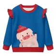 thumbnail image 5 of Yuyamidu Toddler Pig Sweatshirt 2T 3T Girls Blue Crewneck Sweatshirt Ruffle Shoulder Long Sleeve Top Lightweight Soft Playwear Casual Fall Outfits Everyday Clothes, 5 of 8
