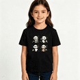 thumbnail image 2 of Girls Graphic Tees Cute Panda Grid Kids T Shirt Kawaii Animal 100% Cotton Short Sleeve Soft Tops 4-13Y, 2 of 5