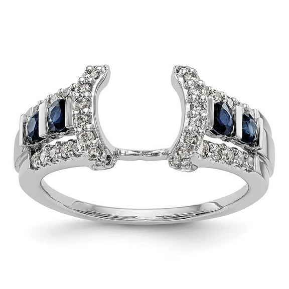Rag Jewels 2.40 Ct Round Cut Sapphire & Diamond Engagement Wedding Christmas Enhancer Wrap Guard Ring 14K White Gold Plated 925 Sterling Silver For Women's -6