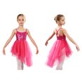 thumbnail image 3 of Aislor Girls Sequined Camisole Ballet Dance Tutu Dress Gymnastic Leotard Asymmetrical Skirt Rose S, 3 of 7