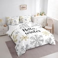 thumbnail image 3 of jejeloiu Hallo Winter Bedding Comforter Set 7pcs,Christmas Snowflake Queen Bedding Sets,Happy New Year Queen Sheet Sets For Boys Kids,Breathable Home Decor, 3 of 8