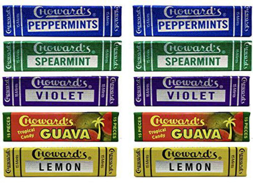 Chowards Mints Variety Pack of 10 Violet, Spearmint, Peppermint
