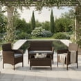 thumbnail image 1 of Gymax 4PCS Patio Rattan Conversation Furniture Set Outdoor w/ Grey Cushion, 1 of 9