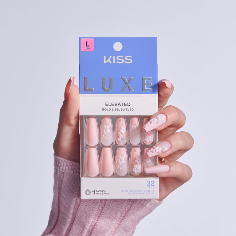 Kiss Luxe Press On Nails, Wandering Tide, Long Coffin, Beige photo 8