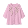 thumbnail image 4 of Tweang Cotton Blend Tops for Women Peasant Blouses for Women Floral Embroidered Boho Tops Boho Peasant Blouses Boho Tops for Women 2026 Cotton Button Down Graphic Shirt Half Sleeve Blouses Blue L, 4 of 4