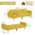 thumbnail image 7 of SYNGAR Convertible Sleeper Sofa Bed, Memory Foam Velvet Upholstered Futon Sofa Bed, Modern Sofa Bed for Small Space, Single Recliner with 2 Adjustable Backrest for Bedroom Apartment, Yellow, 7 of 7