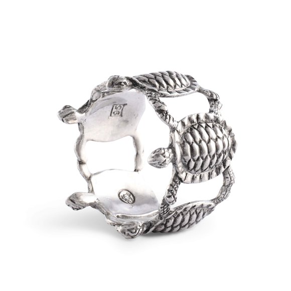 Vagabond House Sea Turtle Napkin Rings Ocean Tableware (Sold as Single Ring) Artisan Crafted Designer Ring 2.25 inch Diameter