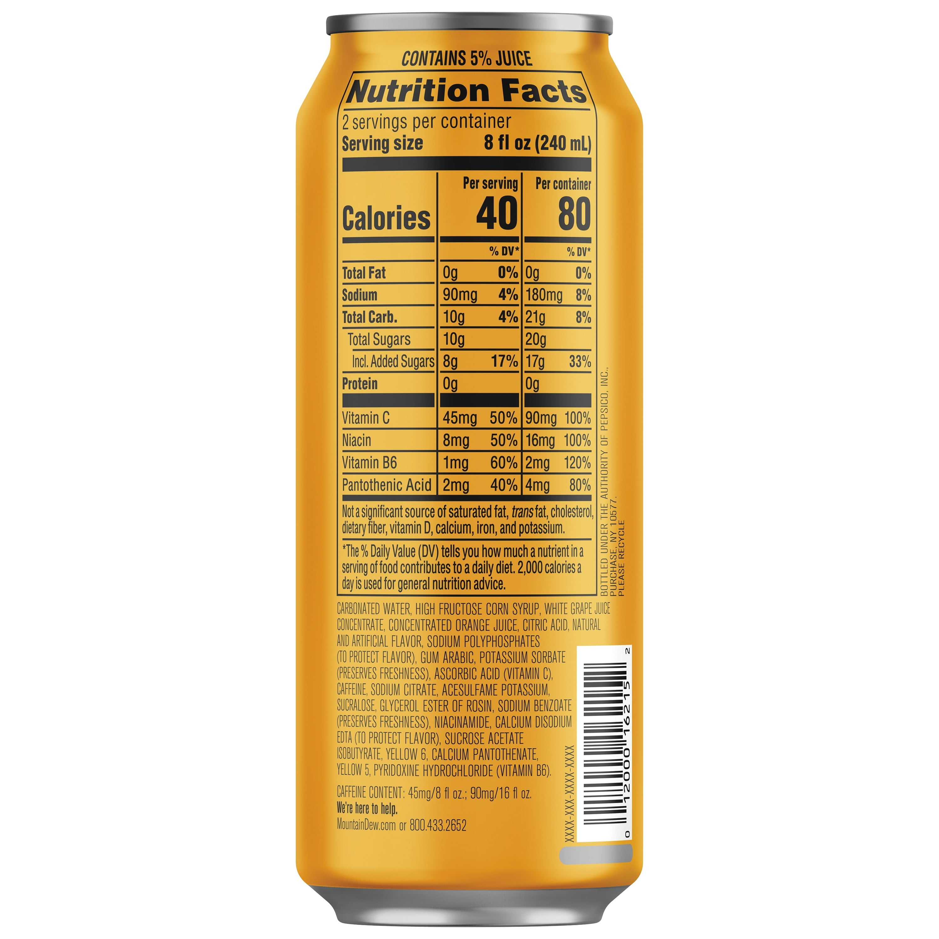 Mountain Dew Kickstart Mango Lime Energizing Juice 16 fl oz Can