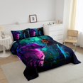 thumbnail image 2 of YST Boho Wolf Comforter Set, Queen, Hippie Gradient Wolf Theme, Watercolor Graffiti Polka Dots Pattern, 2 of 6