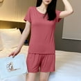 thumbnail image 4 of Besolor Womens Pajamas Sets with Built in Bra Short Sleeve Tops with Shorts 2 Piece Loungewear Sets Sleepwear, 4 of 9