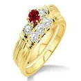 thumbnail image 1 of 1.25 Carat Ruby & Diamond Three Stone Bridal Set on 10k Yellow Gold, 1 of 2