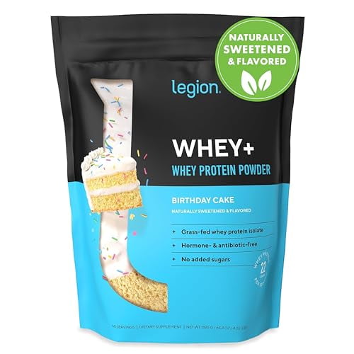 LEGION Whey+ Proteína Aislada de Suero de Vacas Alimentadas con Pasto - Proteína de Suero en Polvo Aislado Bajo en Calorías, Sin OGM, Sin Azúcar, Lactosa y Sin Gluten, Proteína en Polvo Totalmente Nat