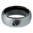 thumbnail image 2 of Tungsten American Football Ball Band Ring 8mm Men Women Comfort Fit Black Dome Brushed Gray Polished, 2 of 4