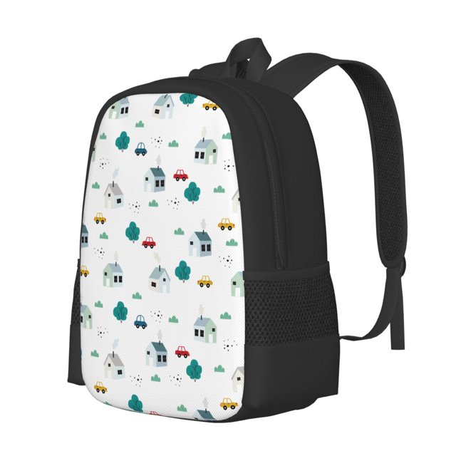 Easygdp Cartoon House Car Mochila de Gran Capacidad Minimalista Ideal para Escuela, Viajes y Uso Diario
