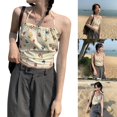 thumbnail image 2 of Yokua Women Lace Up Crop Tops Halter Camisoles Tops Girls Backless Flower Tanks Tops, 2 of 16