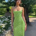thumbnail image 1 of Nuevo vestido largo con estampado floral y espalda descubierta para vacaciones en la playa de verano para mujer 2023, vestidos largos ajustados sexys con tirantes finos, 1 of 5