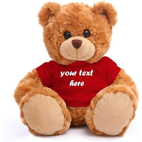 Made by Aliens Teddy Bear 11 Inch, Stuffed Animal Personalized Gift - Great Present for Mothers Day, Valentine Day, Graduation, Birthday,Anniversary, get Well,Christmas (Mocha Bear, red)