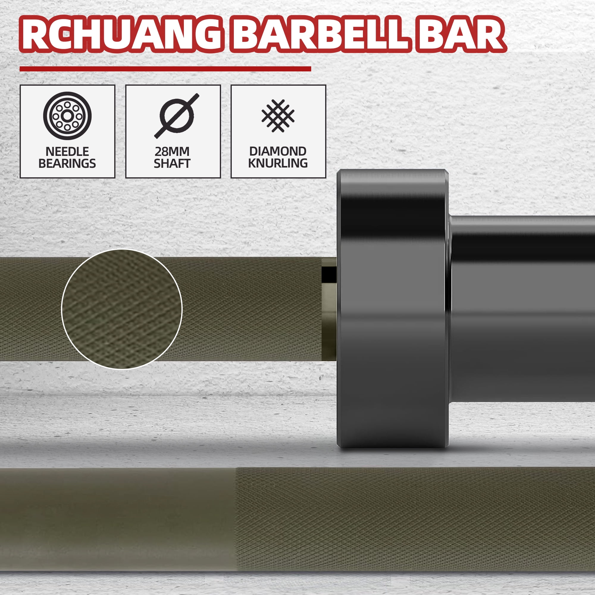 FlexWave Straight Olympic Barbell, Alloy Steel with Ceramic Coating, 2-Inch Diameter, 7FT, Available in Multiple Colors