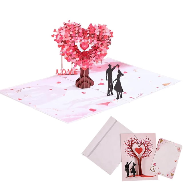 Valentines Day Pop-up Card 3d Heart Tree Design Pop Up Anniversary Card Romantic Keepsake For O2b6