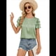 thumbnail image 2 of Camisa de Verano Fruncida con Mangas con Volantes para Mujer, Color Verde, Talla XXL, 2 of 8