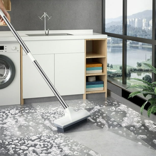 Cepillo Retráctil de Cerdas Duras con Mango Largo para Fregar Baños, Cocinas, Azulejos y Paredes.