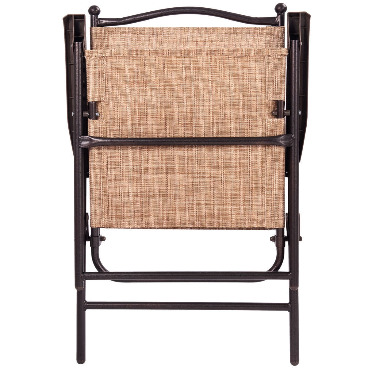 Costway Set of 2 Patio Folding Sling Back Chairs Camping Deck Garden Beach Yellow