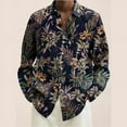 thumbnail image 3 of Camisa de hombre con estampado de flores y plantas vintage, informal, cómoda, de manga larga y botonadura sencilla, ropa de calle, blusa con solapa para hombre, 3 of 5